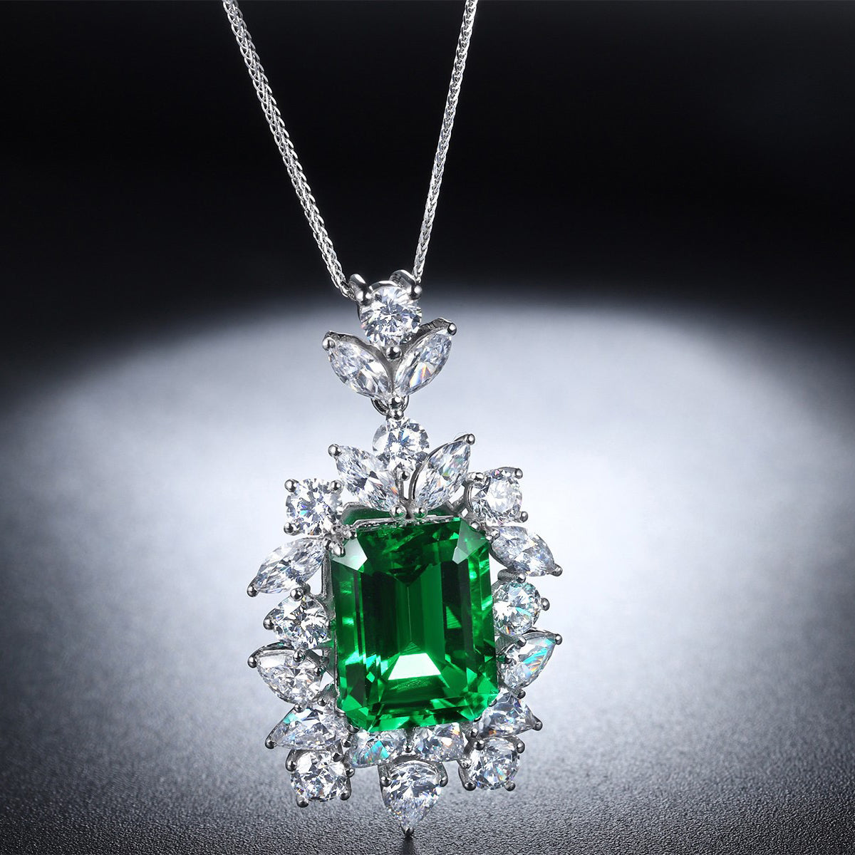 s925 sterling silver lab sapphire/ruby/emerald & cz diamond necklace