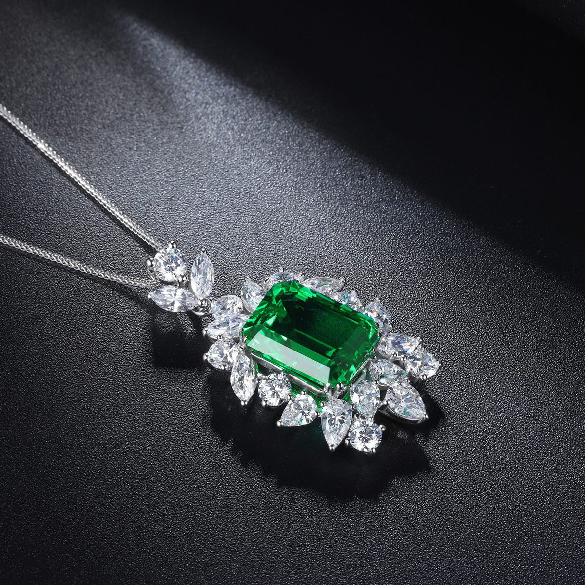 s925 sterling silver lab sapphire/ruby/emerald & cz diamond necklace
