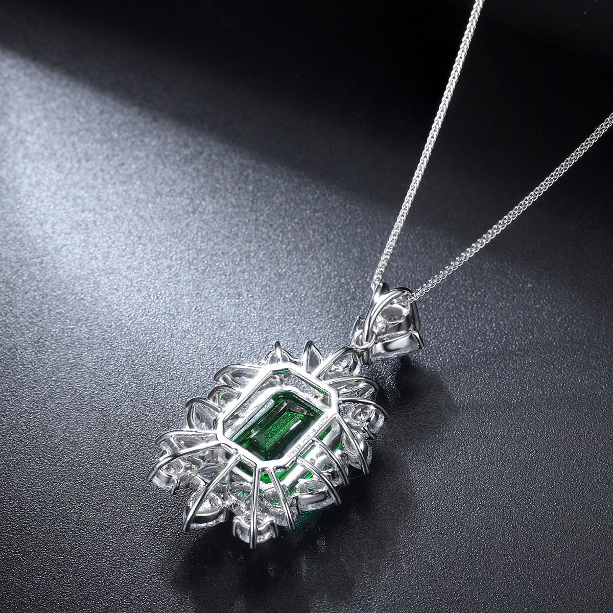 s925 sterling silver lab sapphire/ruby/emerald & cz diamond necklace