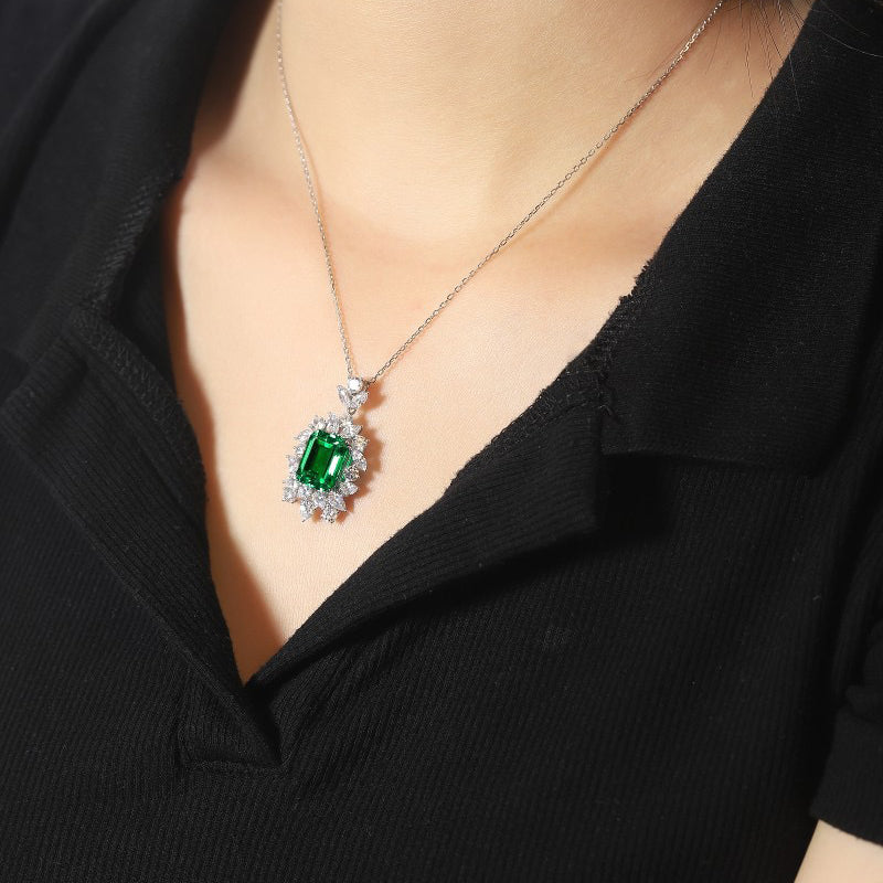 s925 sterling silver lab sapphire/ruby/emerald & cz diamond necklace