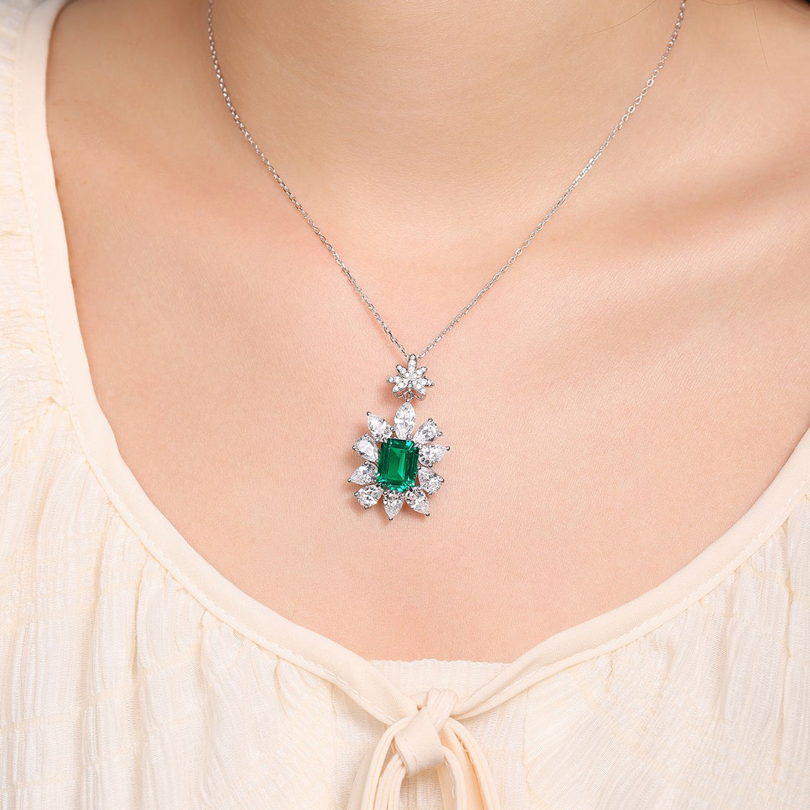 s925 sterling silver lab emerald/ruby/sapphire/pariaba/cobalt spinel & cz diamond necklace