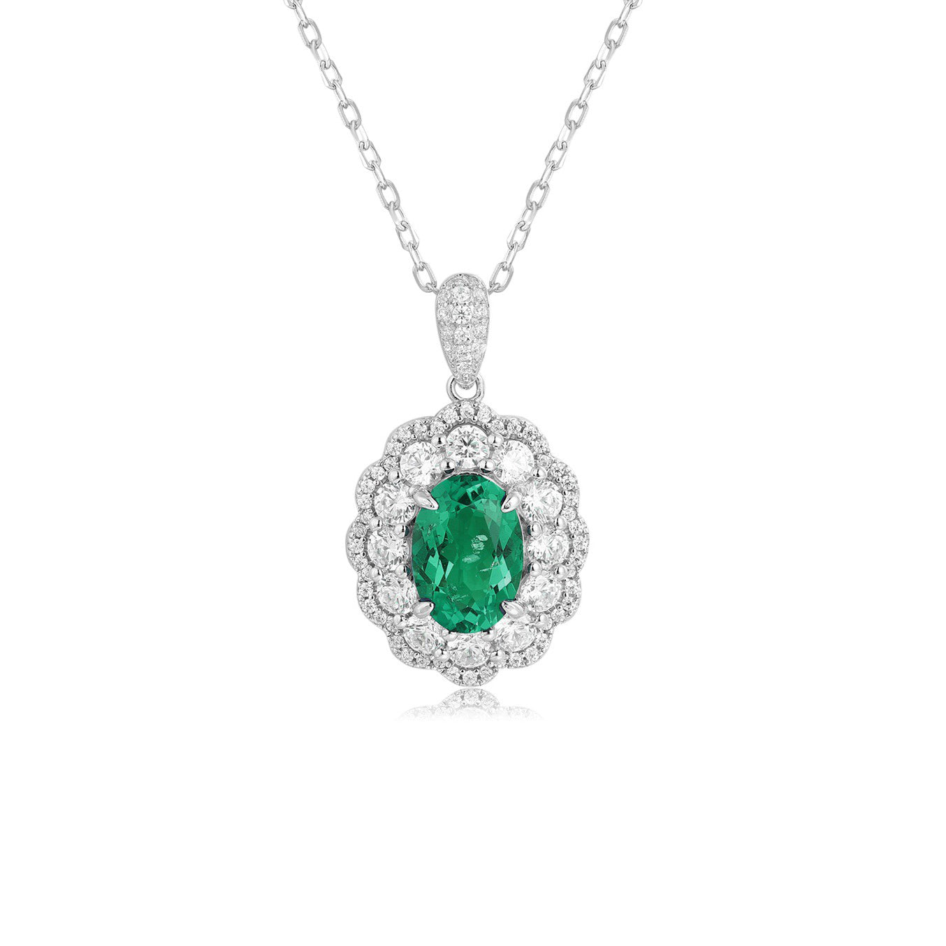 s925 sterling silver lab ruby/sapphire/emerald/paraiba & cz diamond necklace