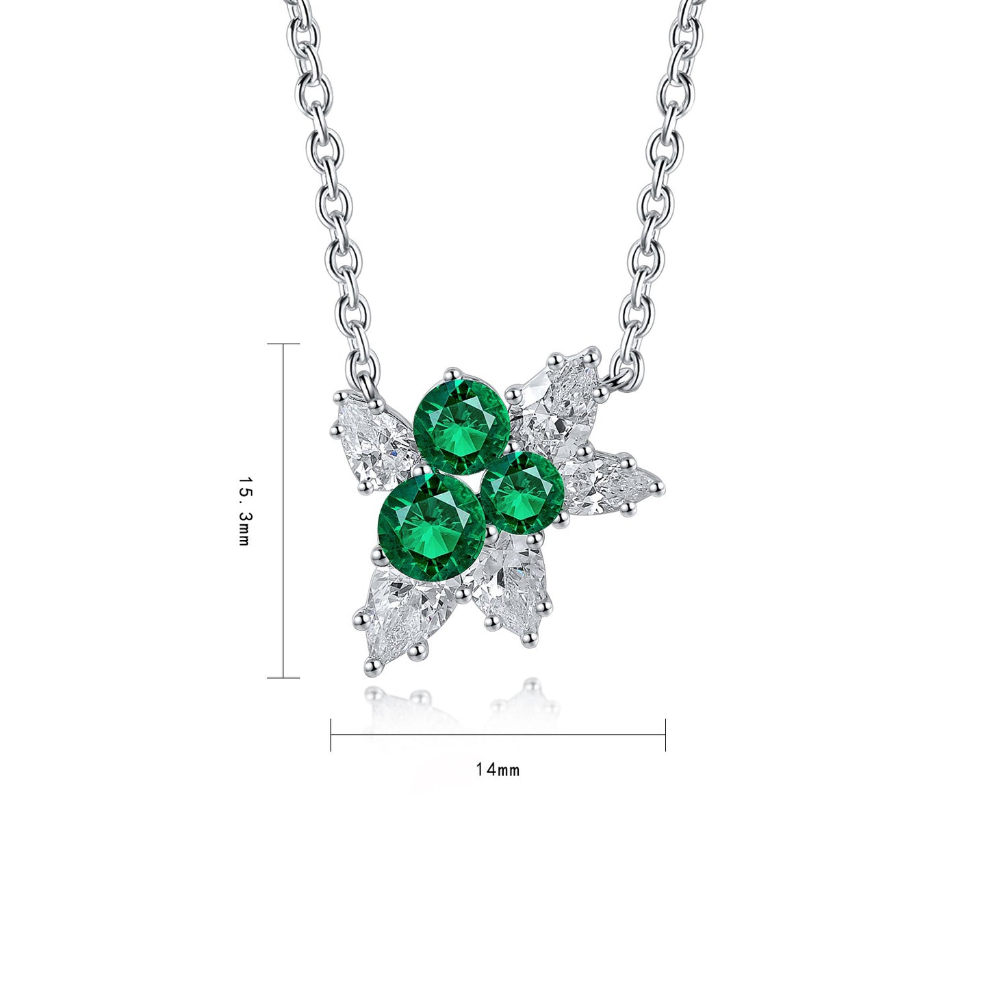 s925 sterling silver lab ruby/emerald/sapphire/paraiba & cz diamond necklace