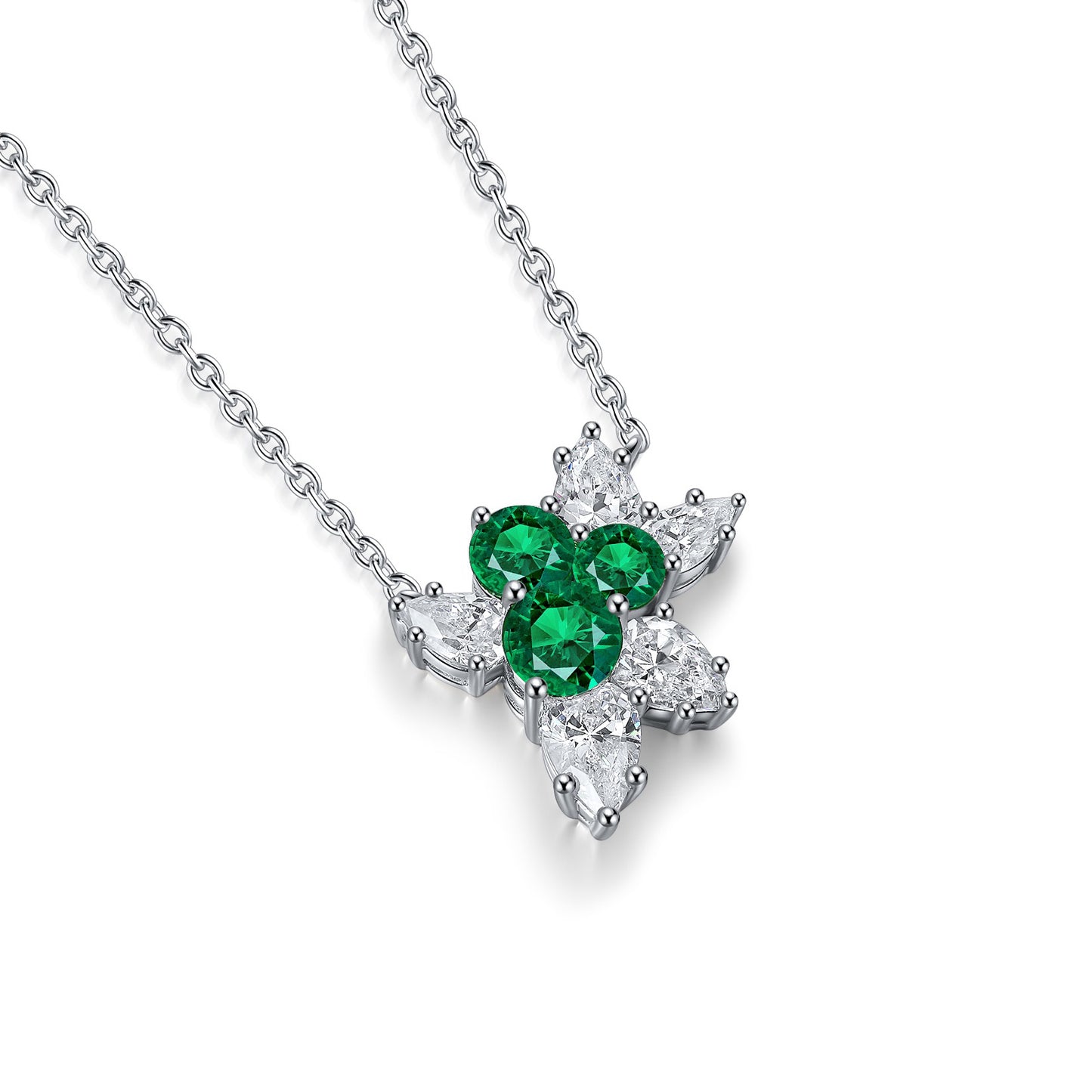 s925 sterling silver lab ruby/emerald/sapphire/paraiba & cz diamond necklace