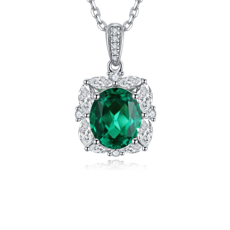 s925 sterling silver lab ruby/sapphire/emerald/paraiba/cobalt spinel & cz diamond necklace