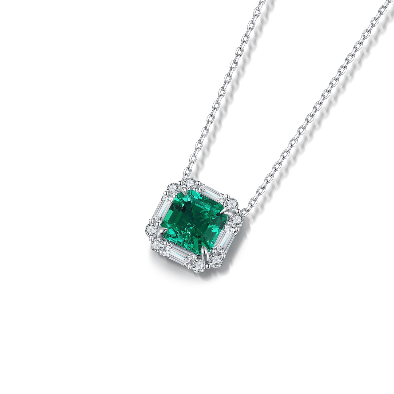 s925 sterling silver lab ruby/sapphire/emerald/paraiba/cobalt spinel & cz diamond necklace