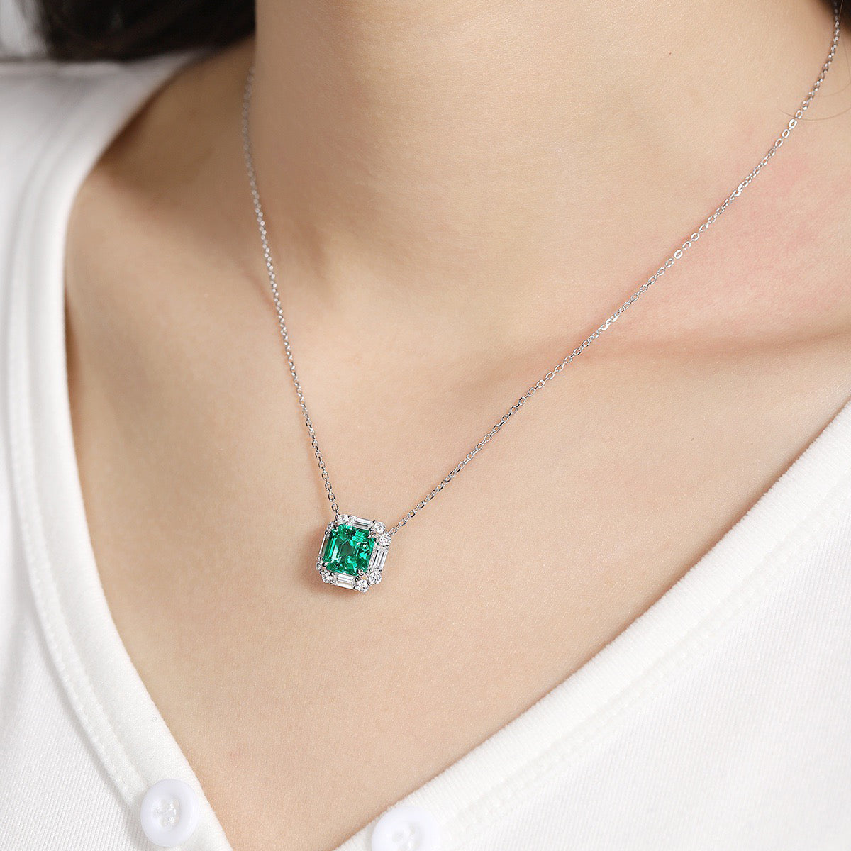 s925 sterling silver lab ruby/sapphire/emerald/paraiba/cobalt spinel & cz diamond necklace