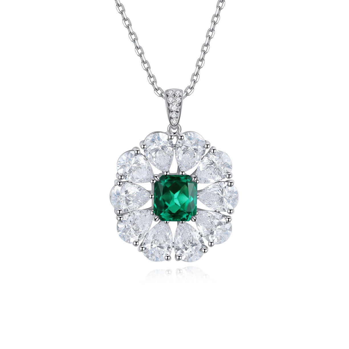 s925 sterling silver lab ruby/sapphire/emerald/paraiba/cobalt spinel & cz diamond necklace