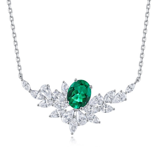s925 sterling silver lab ruby/sapphire/emerald/paraiba/cobalt spinel & cz diamond necklace