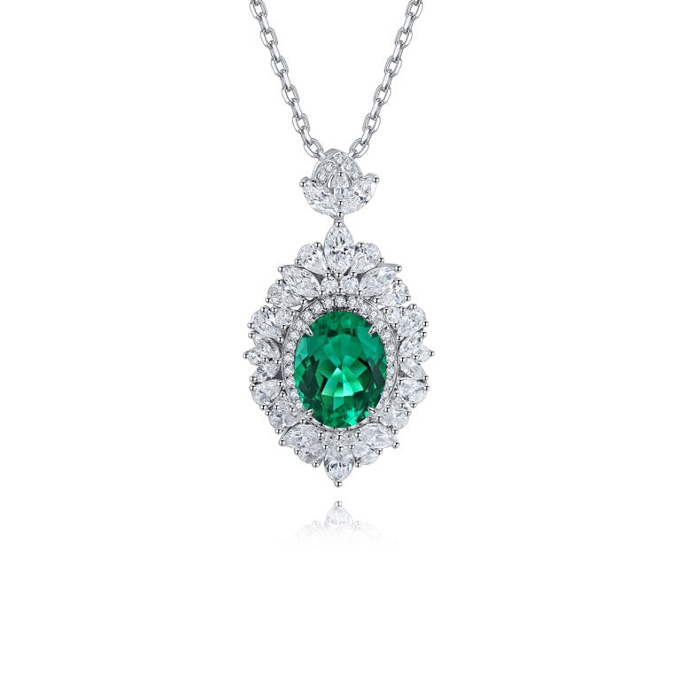 s925 sterling silver lab emerald/ruby/sapphire/paraiba/cobalt spinel & cz diamond necklace