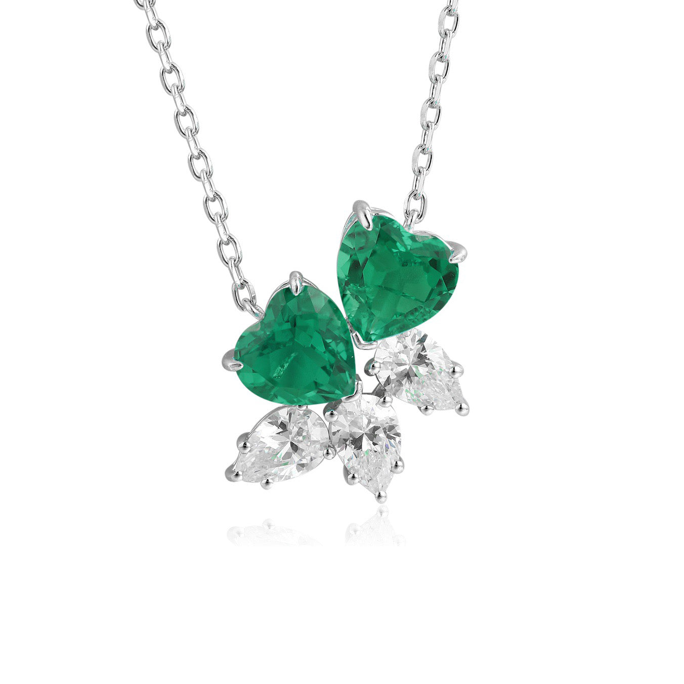 s925 sterling silver lab ruby/sapphire/emerald/paraiba & cz diamond necklace