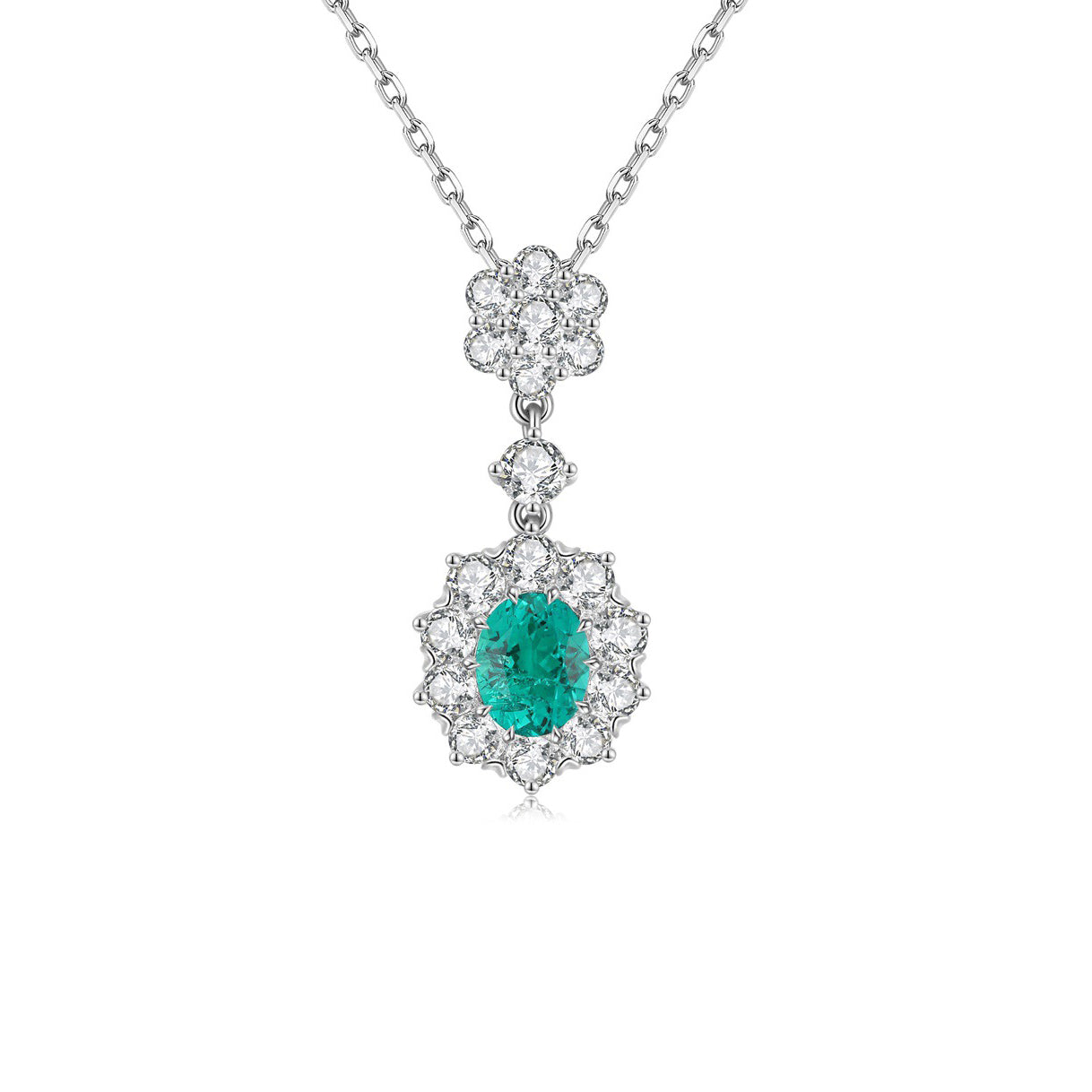 s925 sterling silver lab sapphire/ruby/emerald/paraiba/cobalt spinel & cz diamond necklace