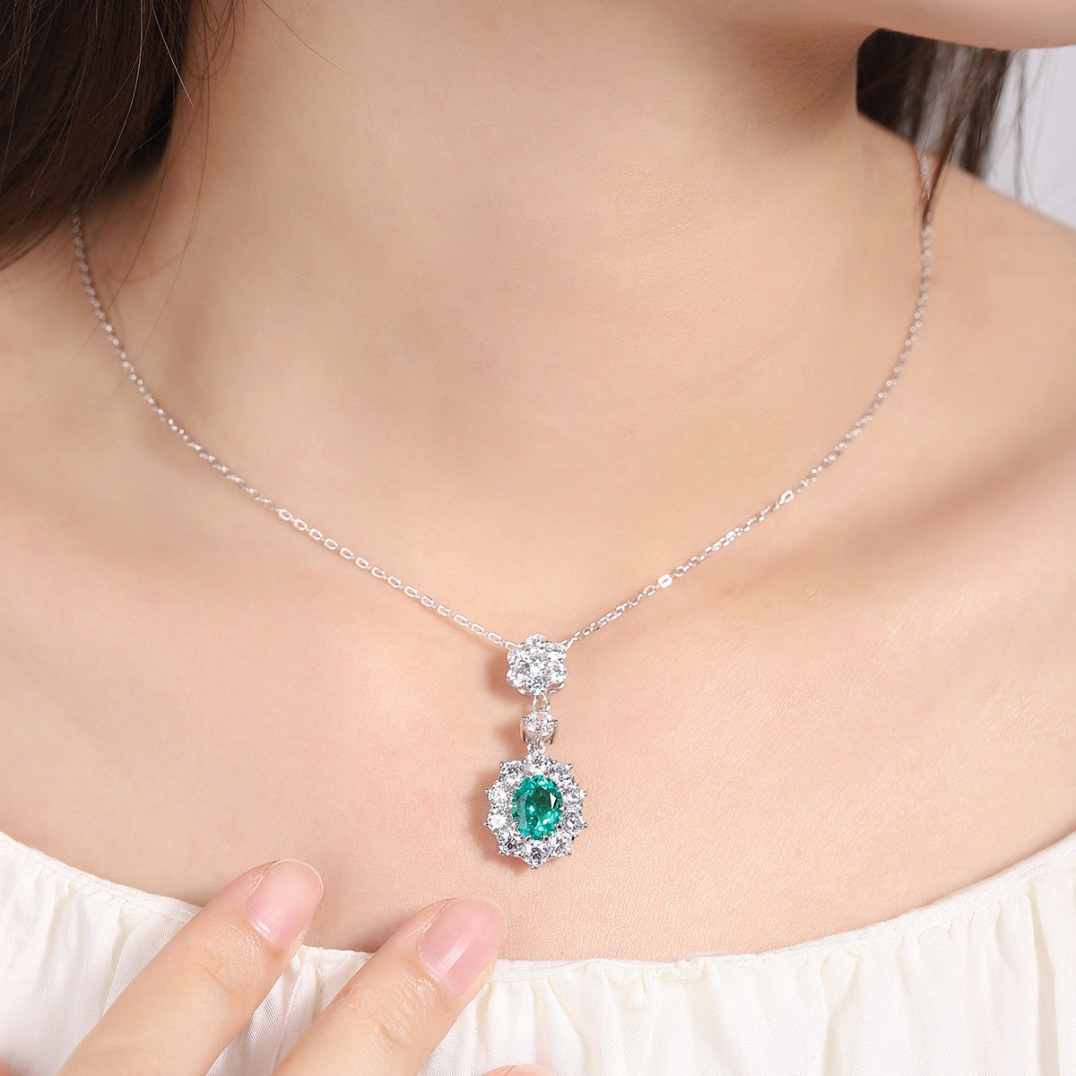 s925 sterling silver lab sapphire/ruby/emerald/paraiba/cobalt spinel & cz diamond necklace
