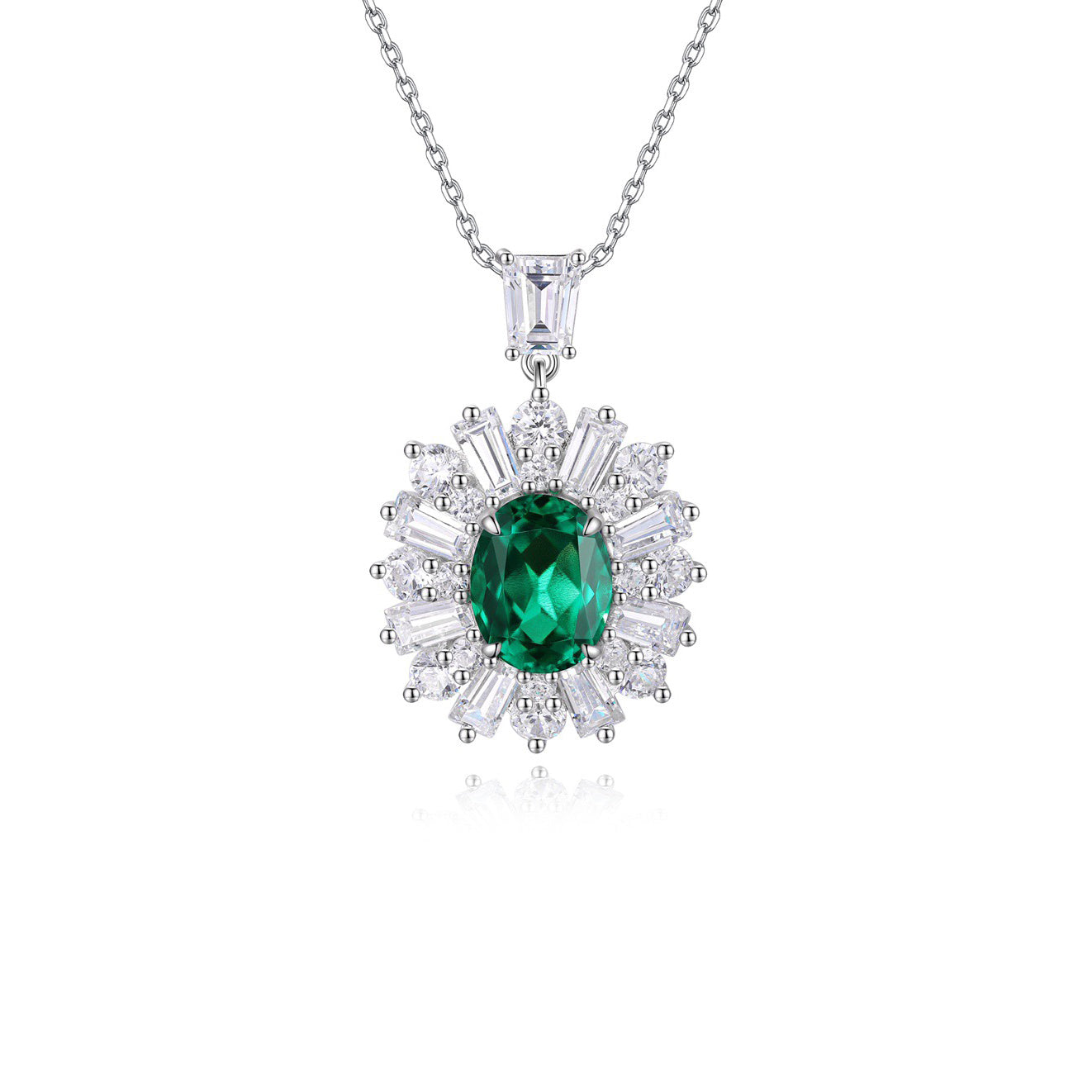 s925 sterling silver lab paraiba/cobalt spinel/emerald/sapphire/ruby & cz diamond necklace