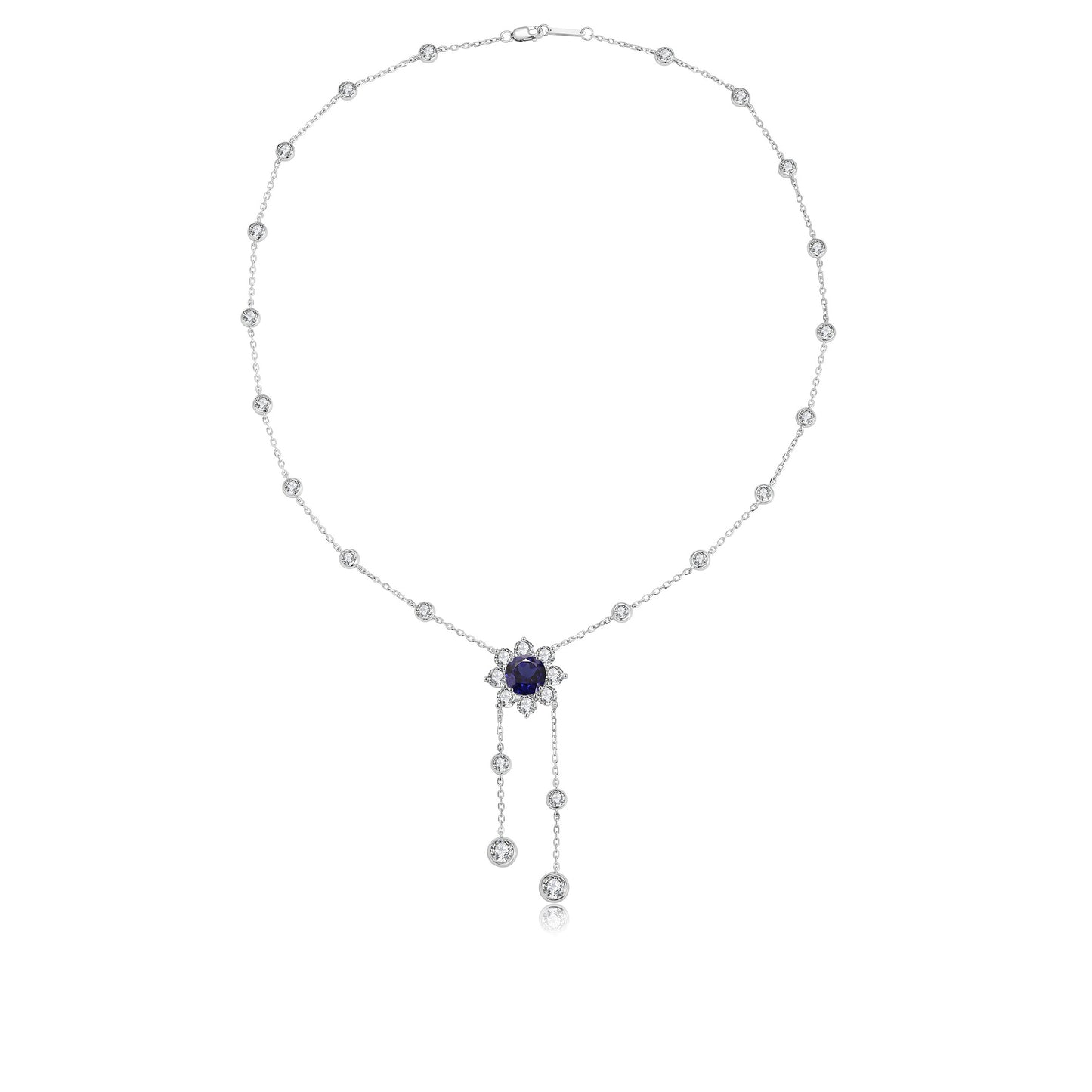 s925 sterling silver lab emerald/ruby/sapphire/paraiba/cobalt spinel & cz diamond necklace