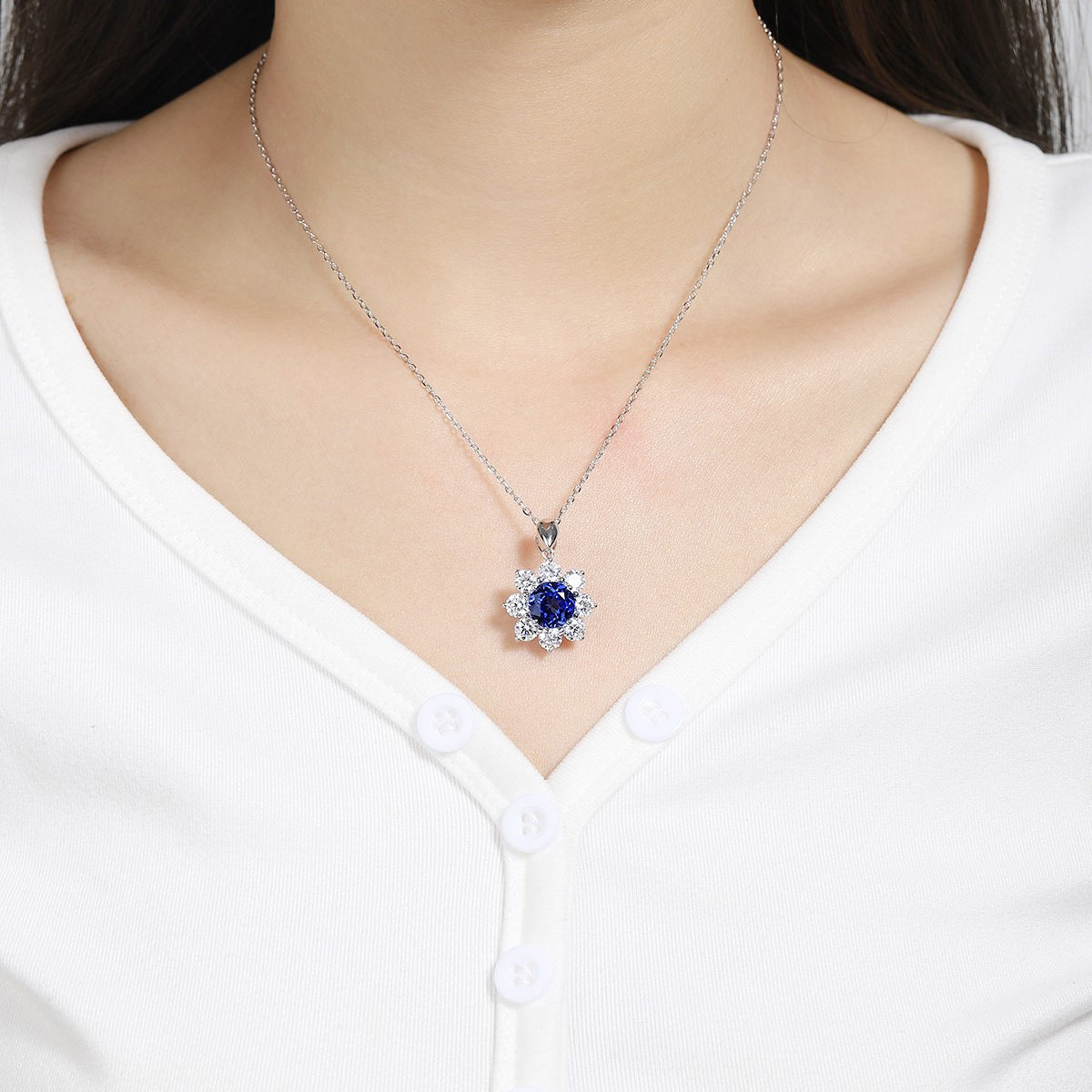 s925 sterling silver lab paraiba/ruby/emerald/cobalt spinel/sapphire & cz diamond necklace