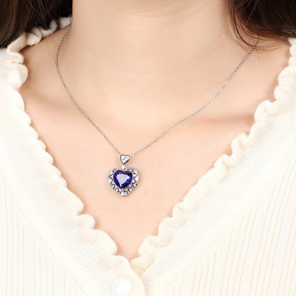 s925 sterling silver lab emerald/ruby/sapphire/paraiba & cz diamond necklace