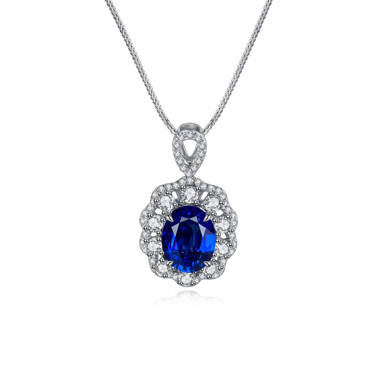 s925 sterling silver lab paraiba/ruby/sapphire/emerald/cobalt spinel & cz diamond necklace
