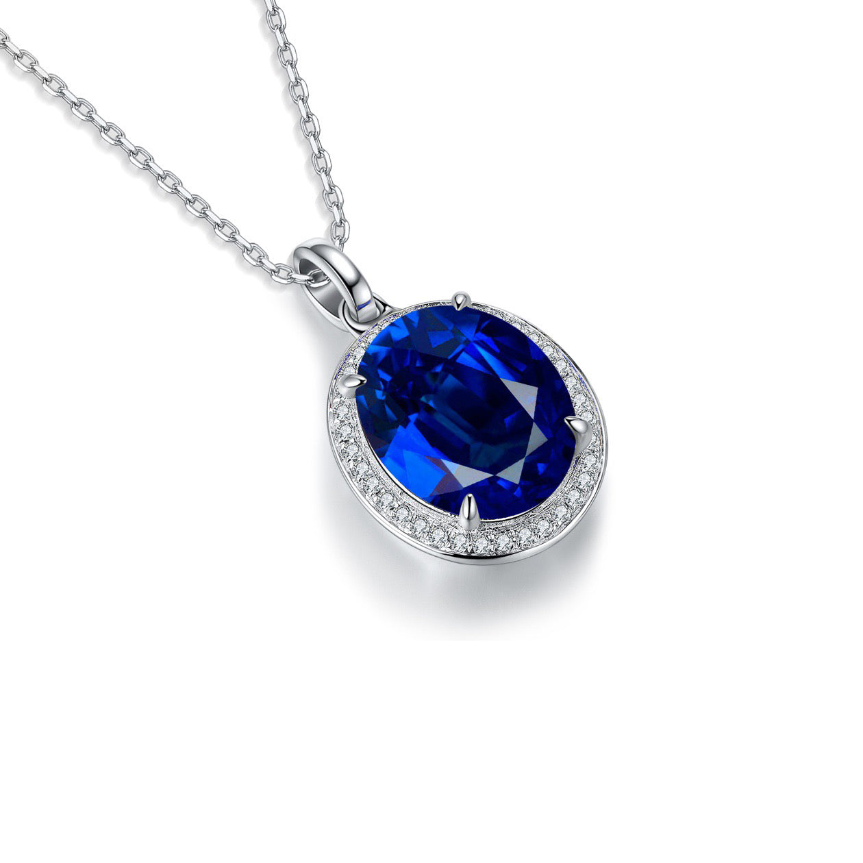 s925 sterling silver lab paraiba/ruby/sapphire/emerald/cobalt spinel & cz diamond necklace