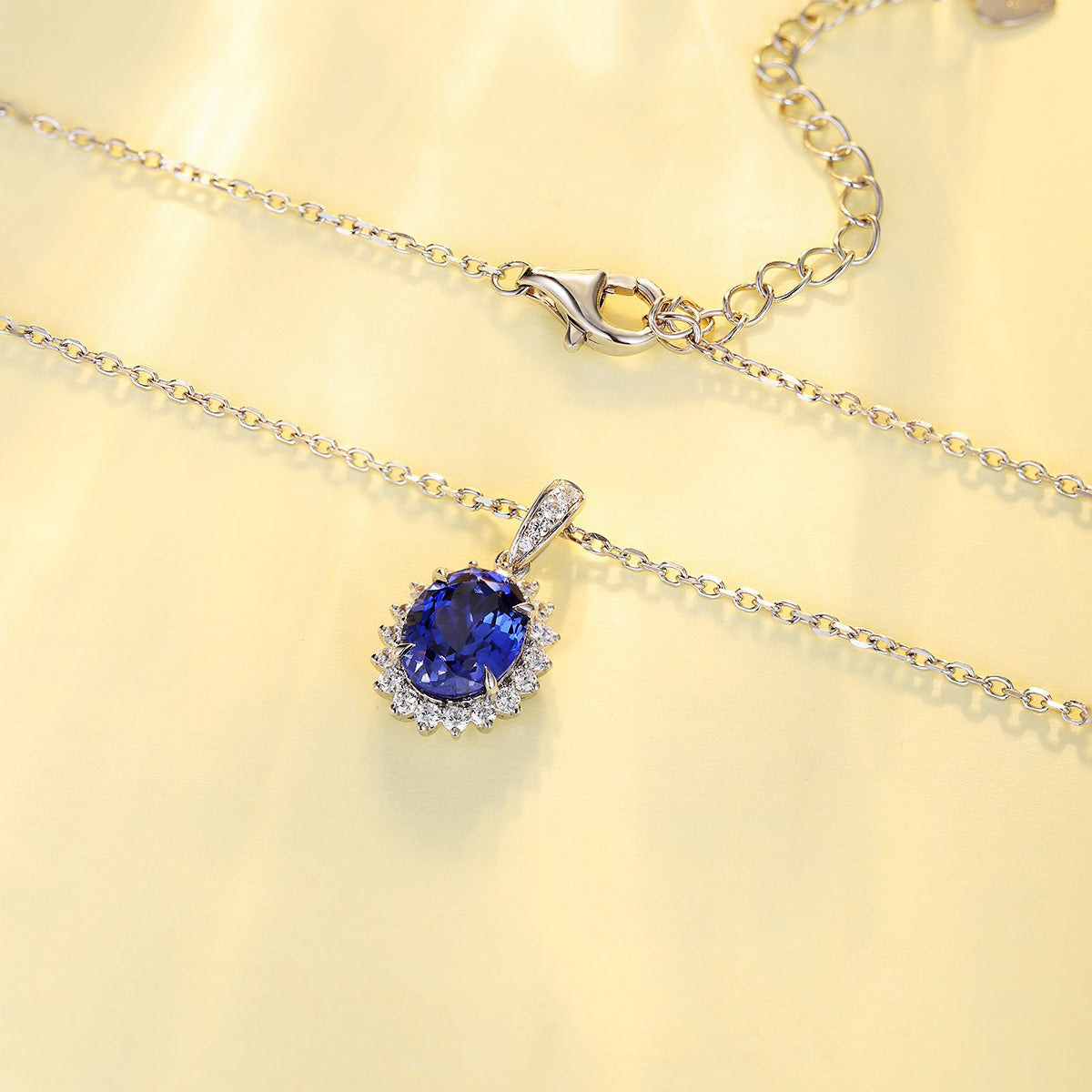 s925 sterling silver lab sapphire/ruby/emerald/paraiba & cz diamond necklace