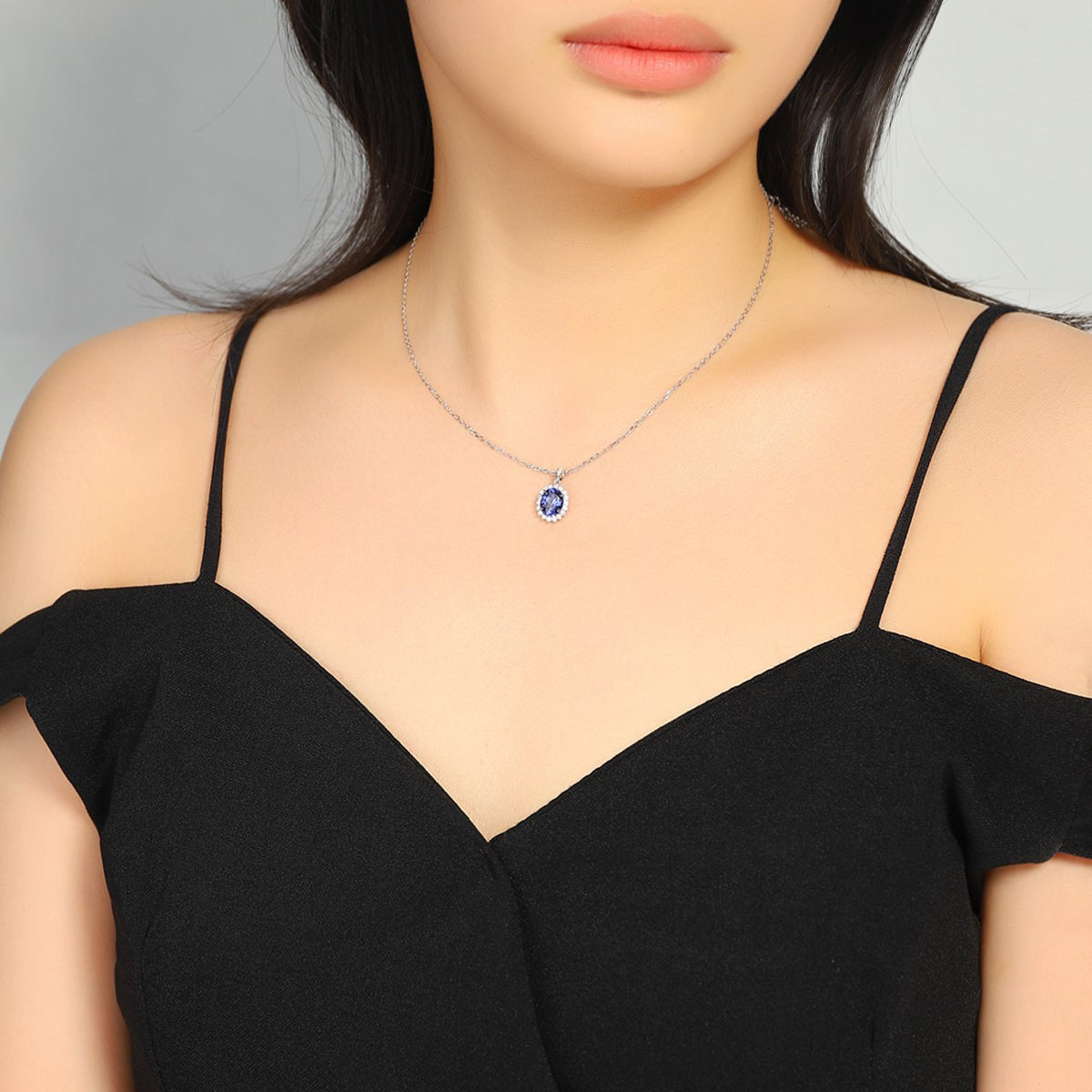 s925 sterling silver lab sapphire/ruby/emerald/paraiba & cz diamond necklace