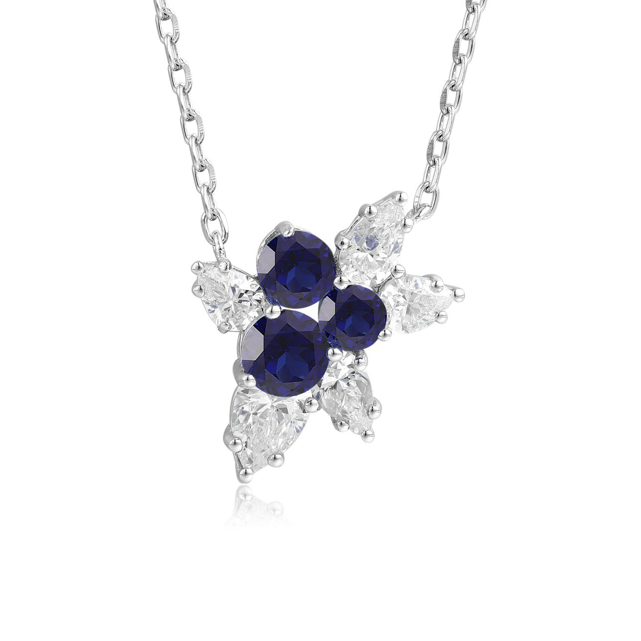 s925 sterling silver lab ruby/emerald/sapphire/paraiba & cz diamond necklace