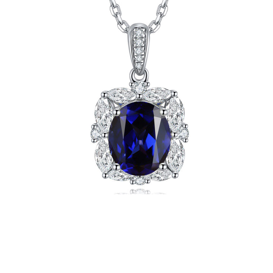 s925 sterling silver lab ruby/sapphire/emerald/paraiba/cobalt spinel & cz diamond necklace