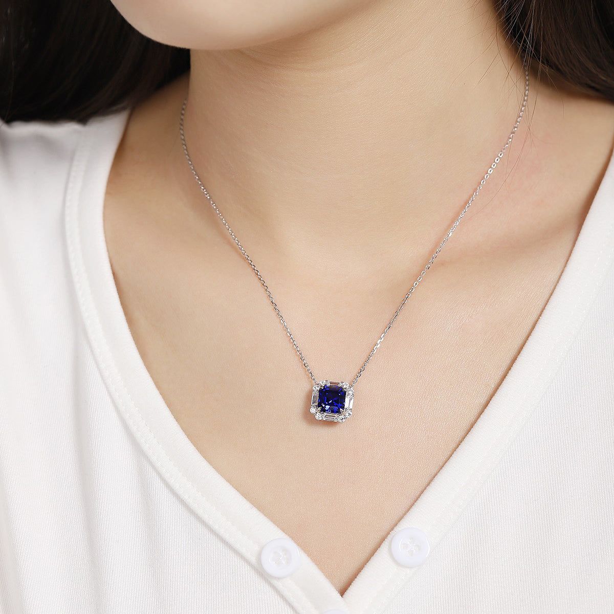 s925 sterling silver lab ruby/sapphire/emerald/paraiba/cobalt spinel & cz diamond necklace