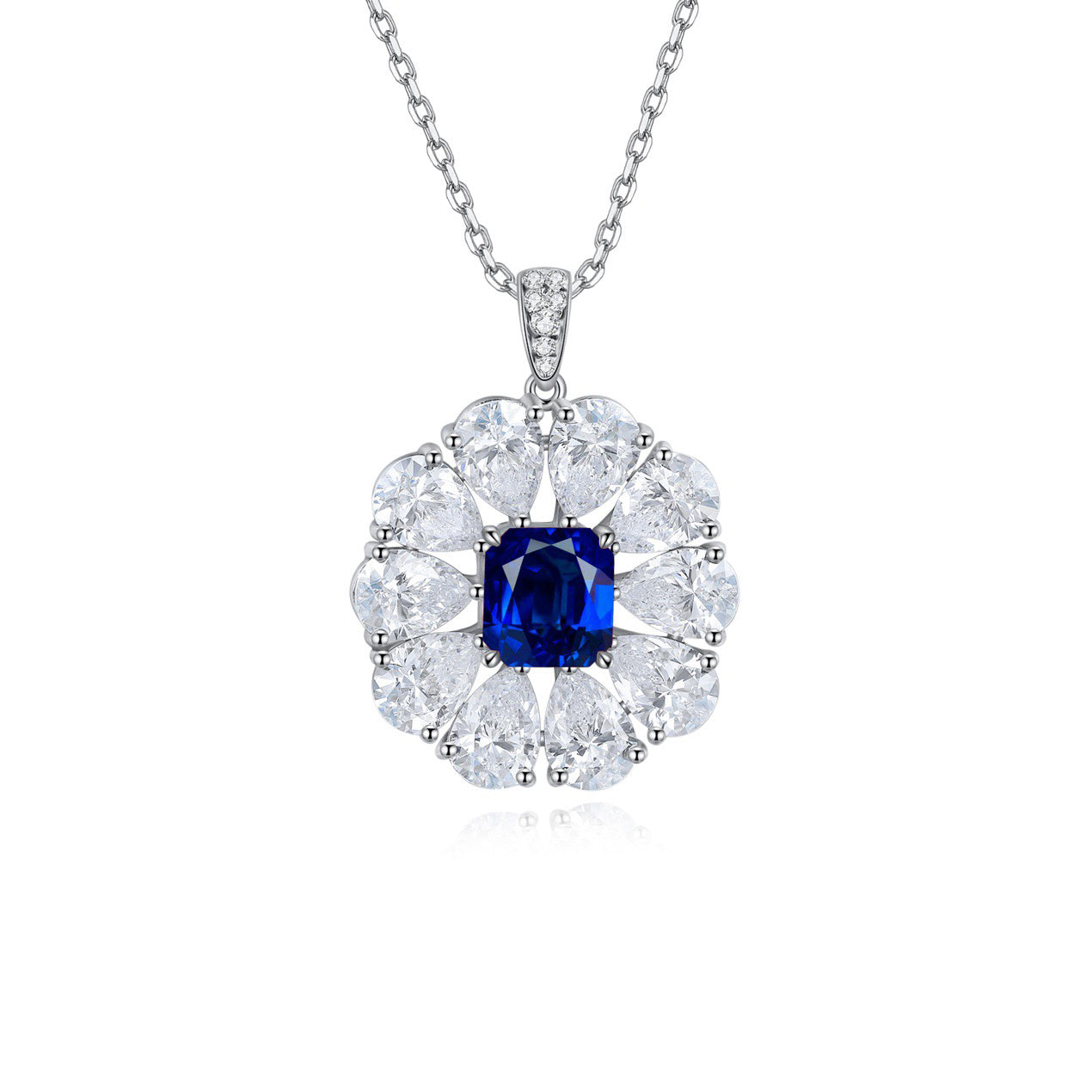 s925 sterling silver lab ruby/sapphire/emerald/paraiba/cobalt spinel & cz diamond necklace