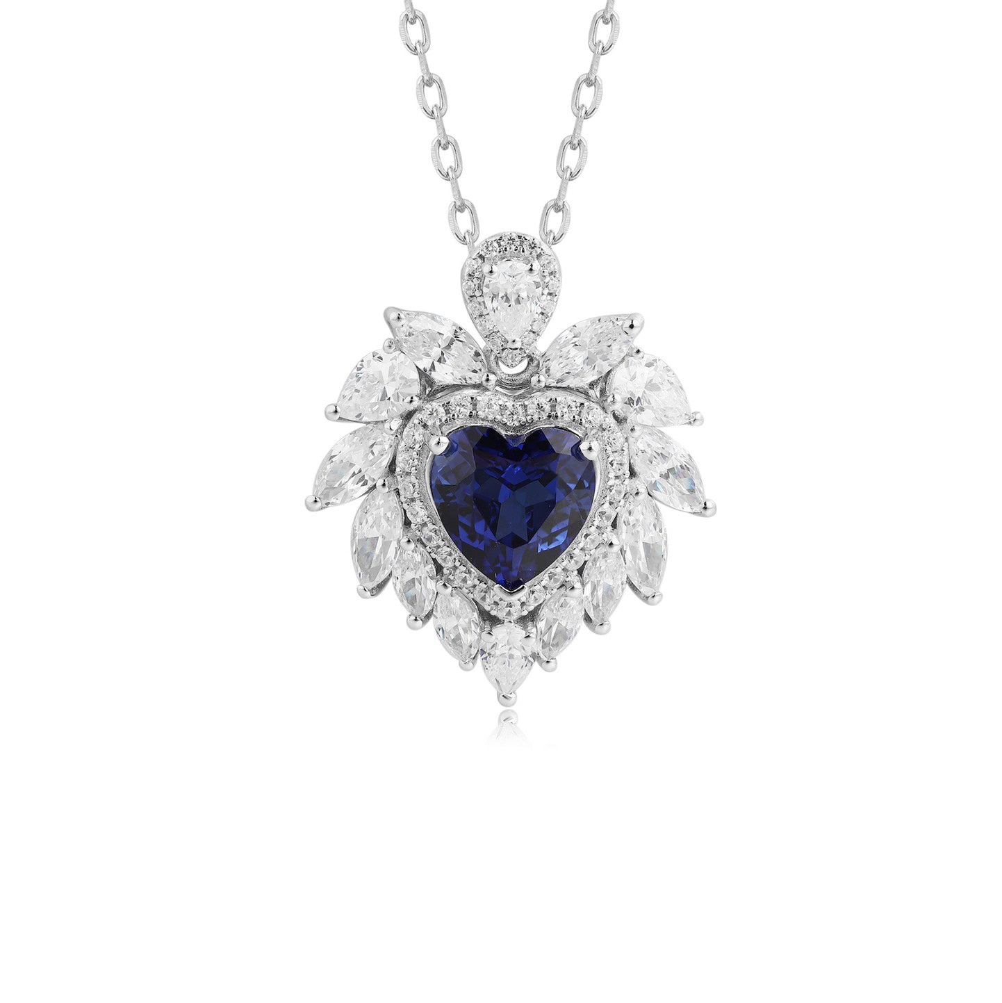 s925 sterling silver lab ruby/sapphire/emerald/paraiba & cz diamond necklace