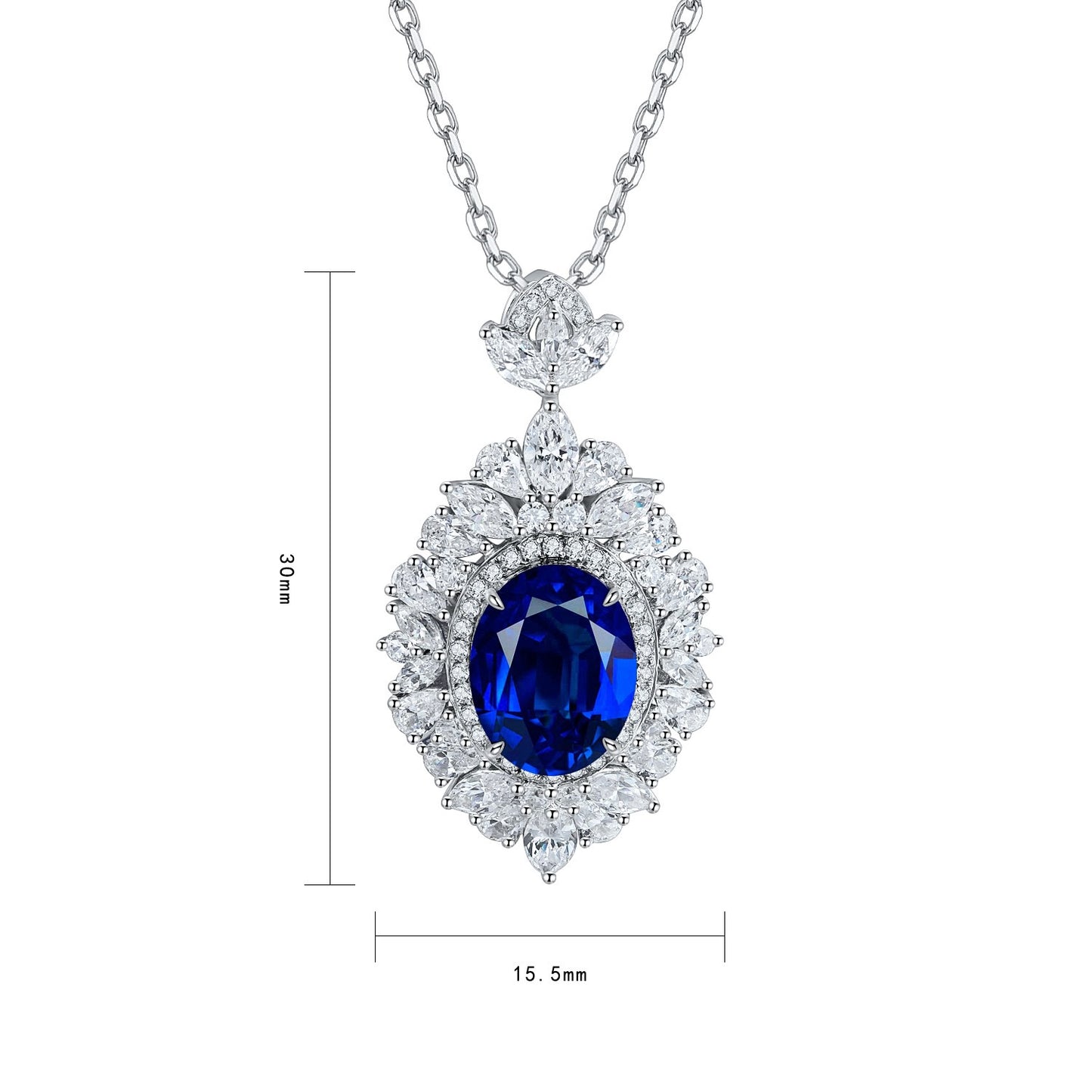 s925 sterling silver lab emerald/ruby/sapphire/paraiba/cobalt spinel & cz diamond necklace