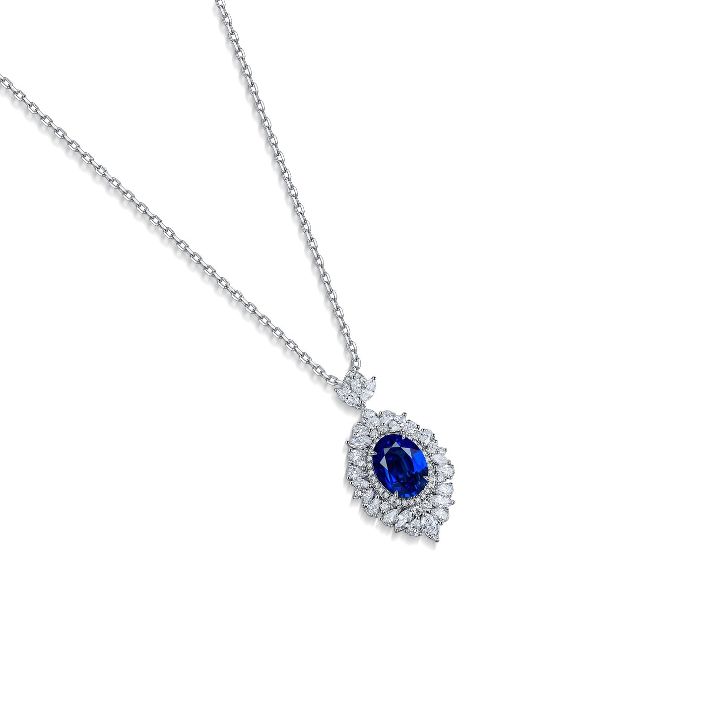 s925 sterling silver lab emerald/ruby/sapphire/paraiba/cobalt spinel & cz diamond necklace