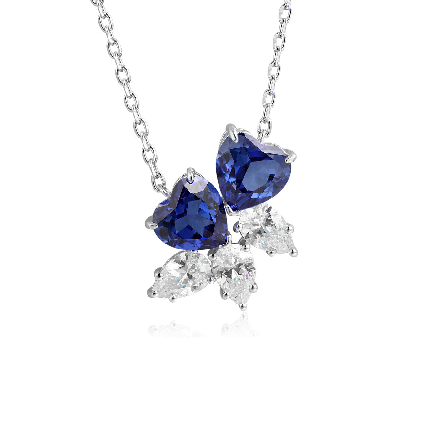 s925 sterling silver lab ruby/sapphire/emerald/paraiba & cz diamond necklace