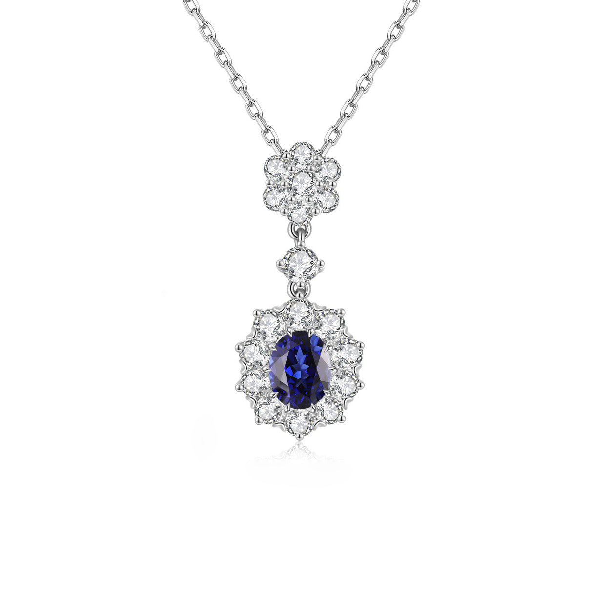 s925 sterling silver lab sapphire/ruby/emerald/paraiba/cobalt spinel & cz diamond necklace