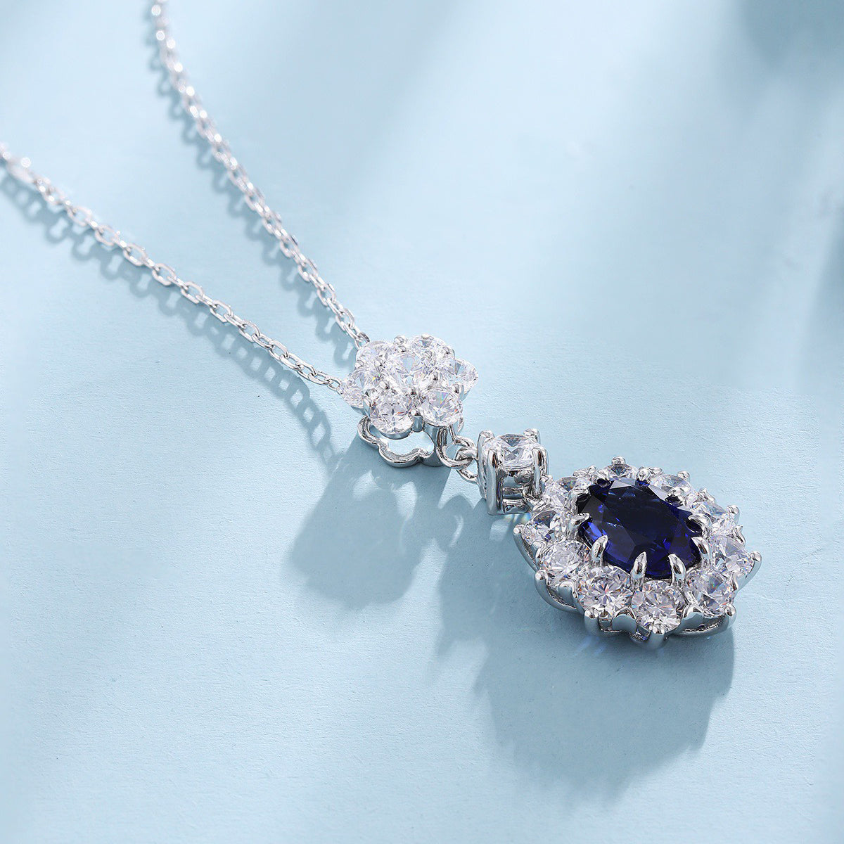 s925 sterling silver lab sapphire/ruby/emerald/paraiba/cobalt spinel & cz diamond necklace
