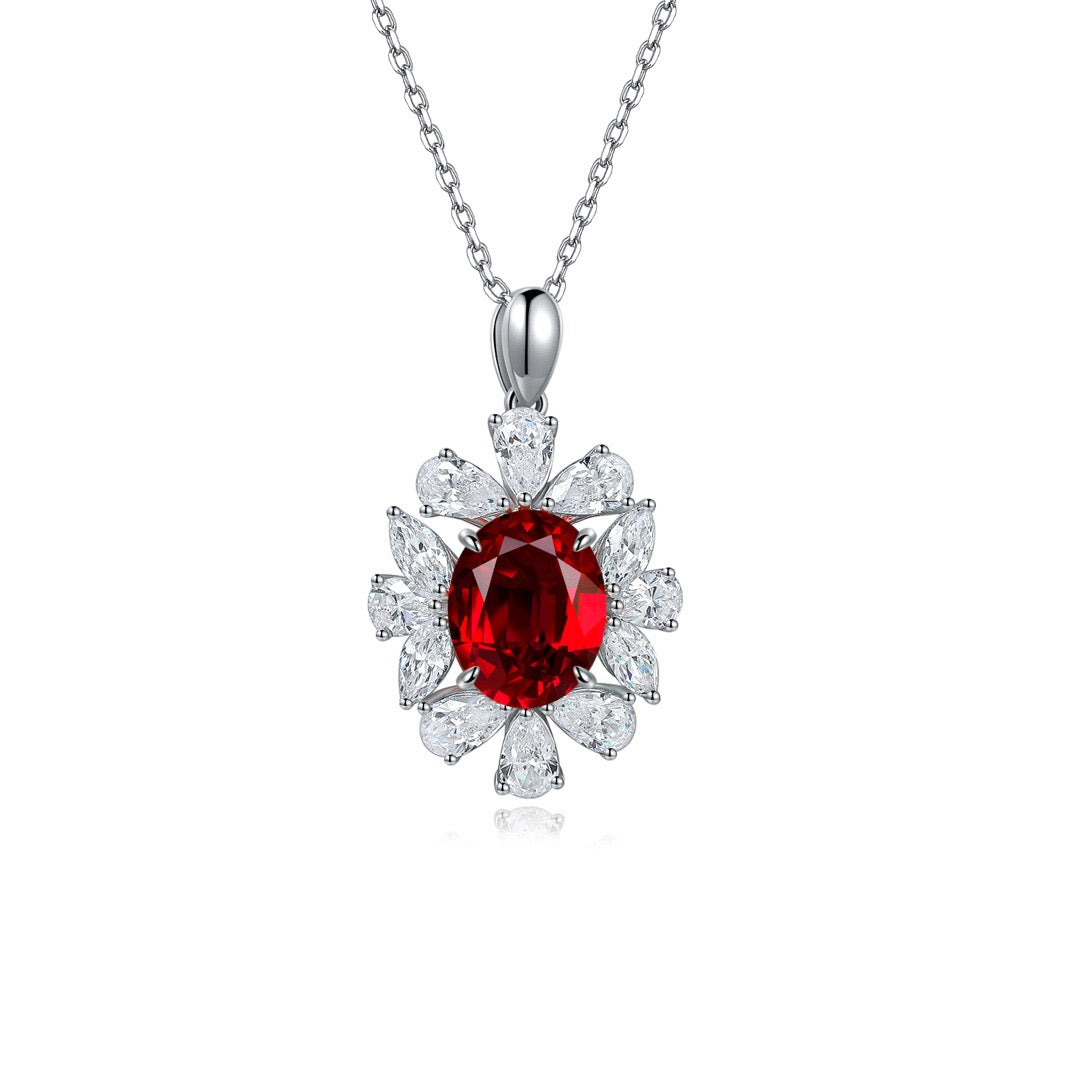 s925 sterling silver lab paraiba/ruby/sapphire/emerald & cz diamond necklace