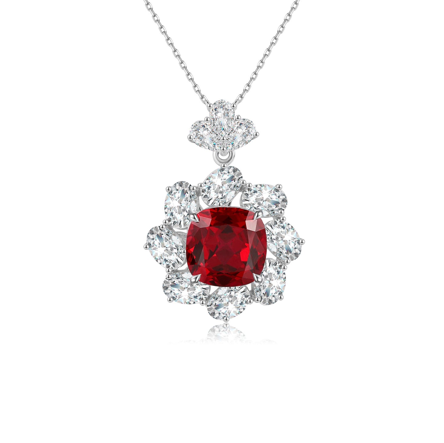 s925 sterling silver lab ruby/emerald/sapphire/paraiba & cz diamond necklace