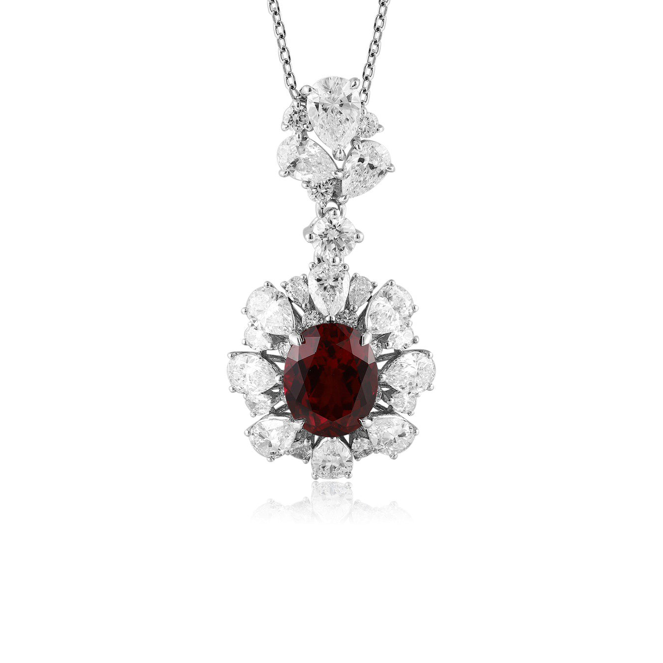 s925 sterling silver lab sapphire/paraiba/ruby & cz diamond necklace