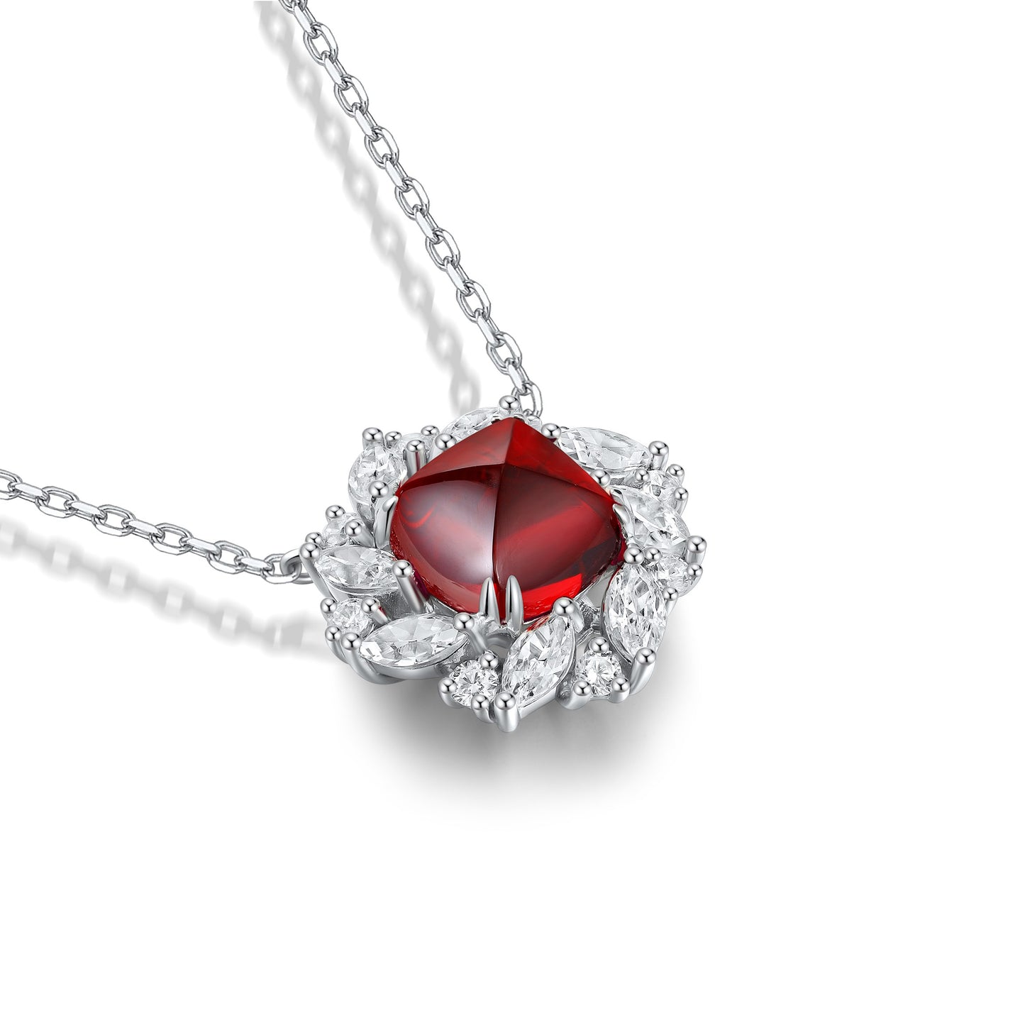 s925 sterling silver lab ruby/emerald/sapphire/paraiba & cz diamond necklace