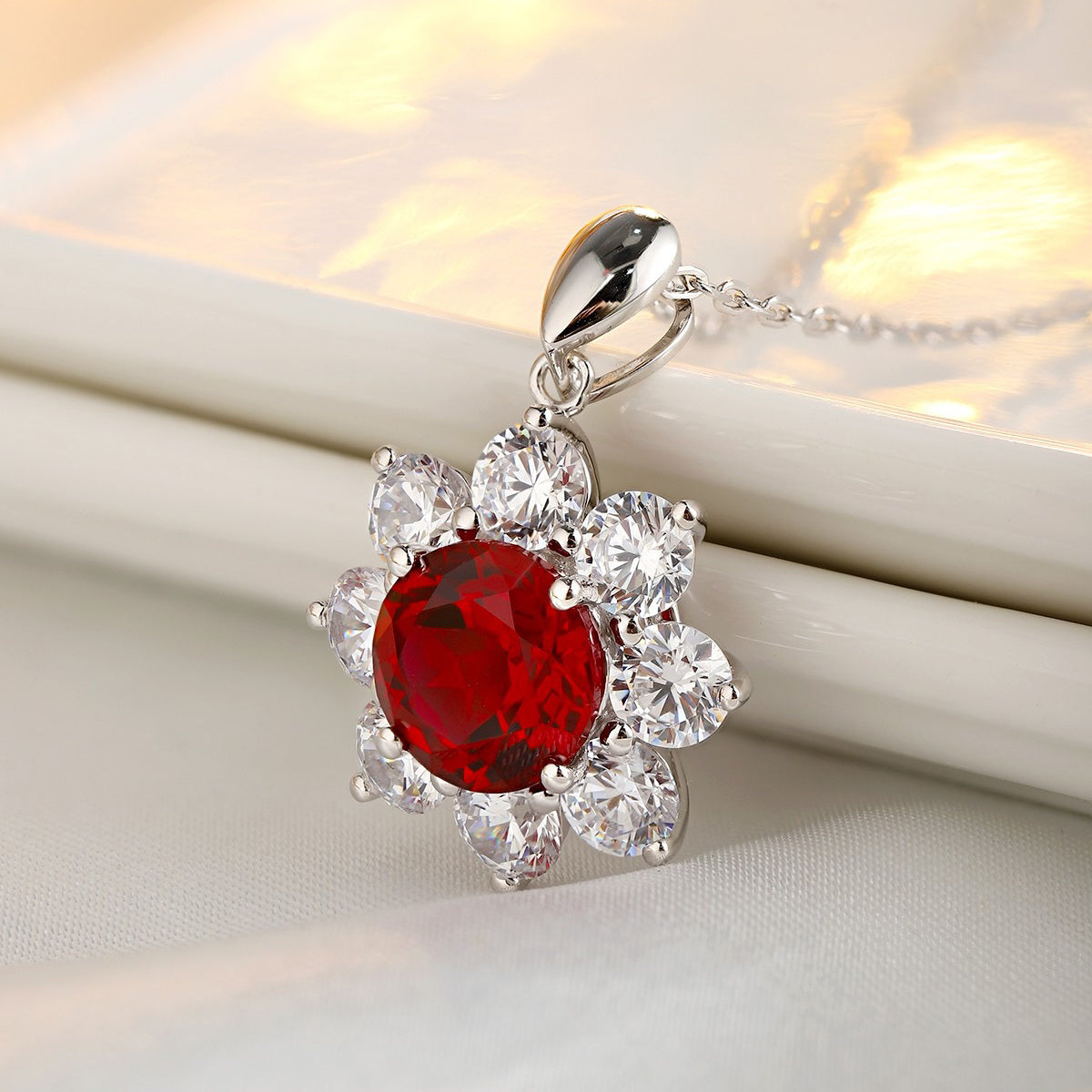 s925 sterling silver lab paraiba/ruby/emerald/cobalt spinel/sapphire & cz diamond necklace