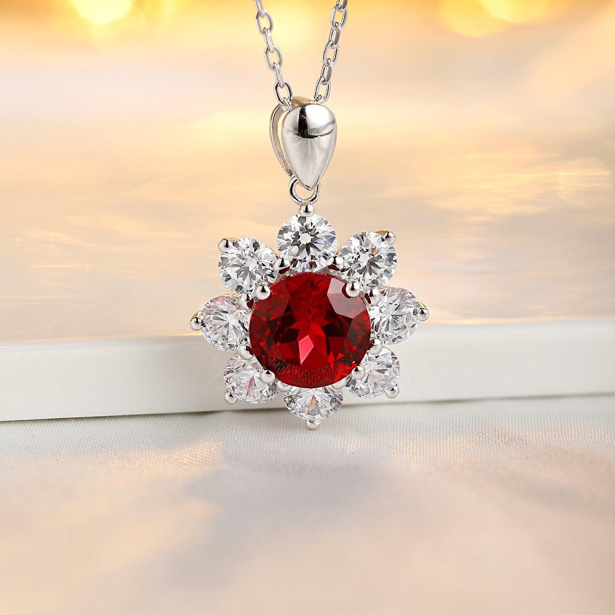 s925 sterling silver lab paraiba/ruby/emerald/cobalt spinel/sapphire & cz diamond necklace