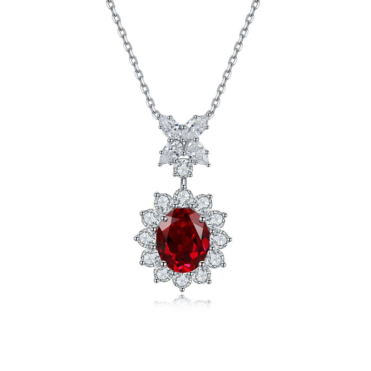 s925 sterling silver lab cobalt spinel/paraiba/emerald/sapphire/ruby & cz diamond necklace