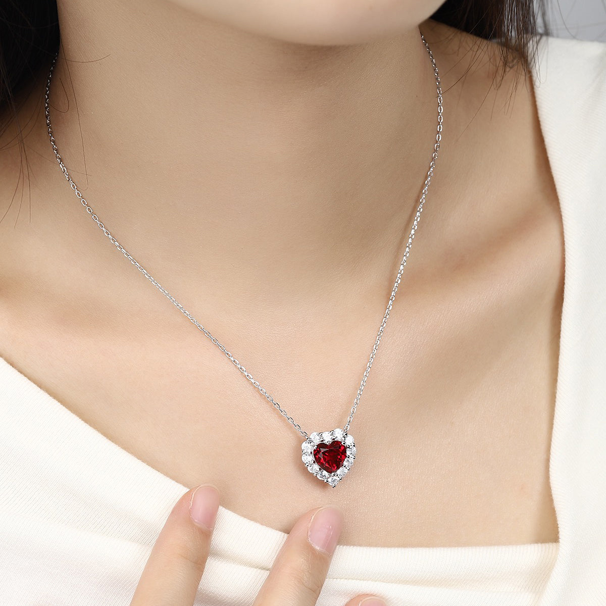 s925 sterling silver lab sapphire/paraiba/ruby & cz diamond necklace
