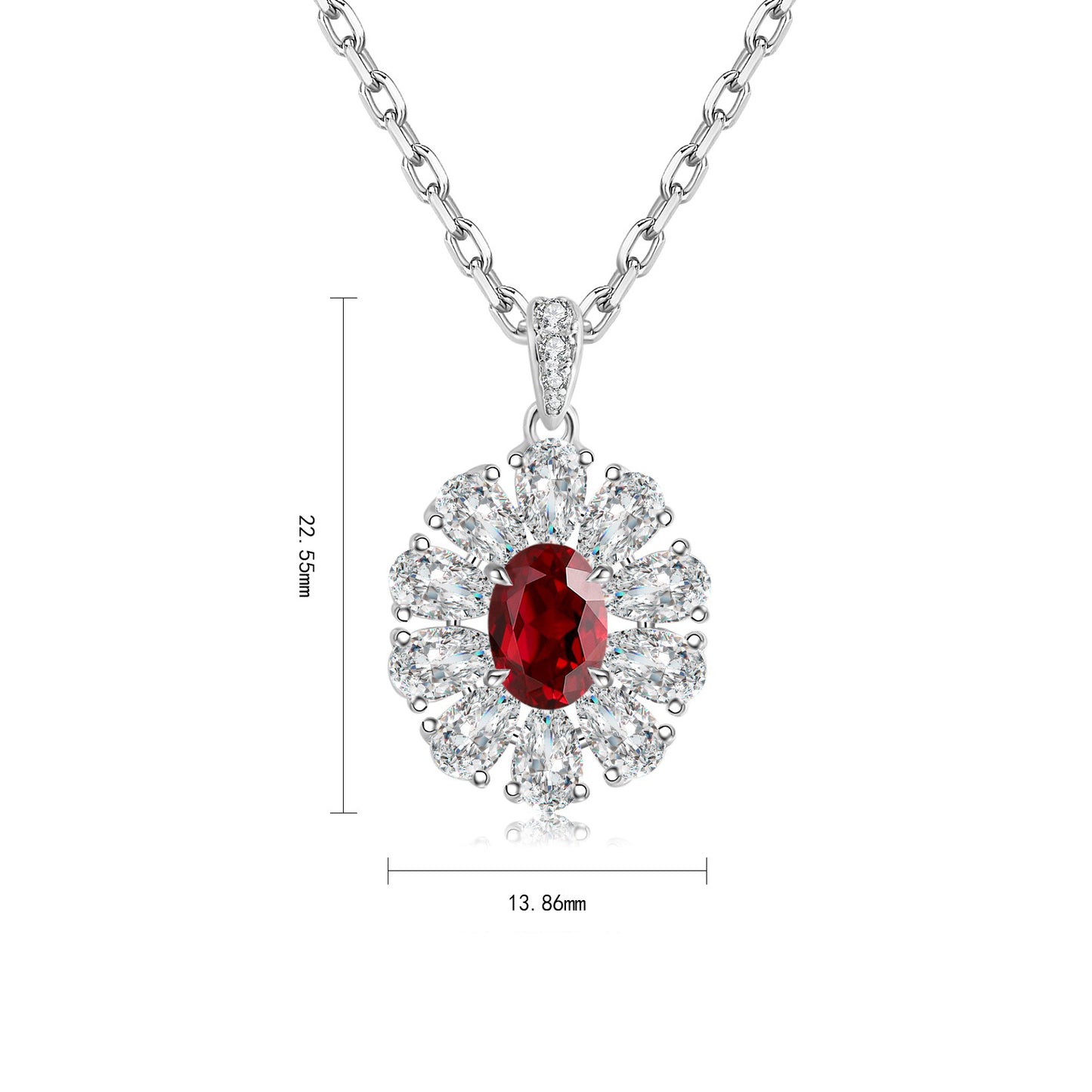 s925 sterling silver lab ruby/sapphire/emerald/paraiba/cobalt spinel & cz diamond necklace
