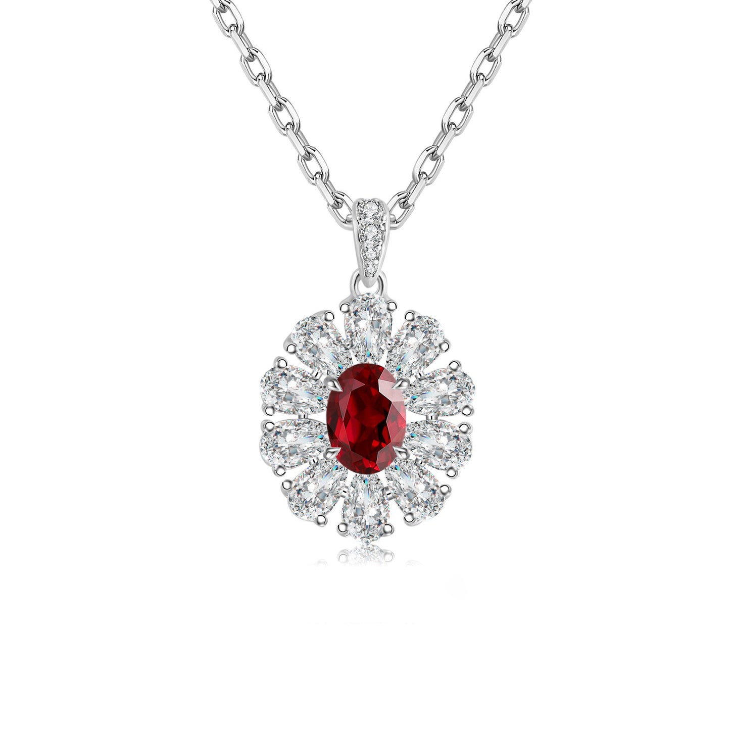 s925 sterling silver lab ruby/sapphire/emerald/paraiba/cobalt spinel & cz diamond necklace