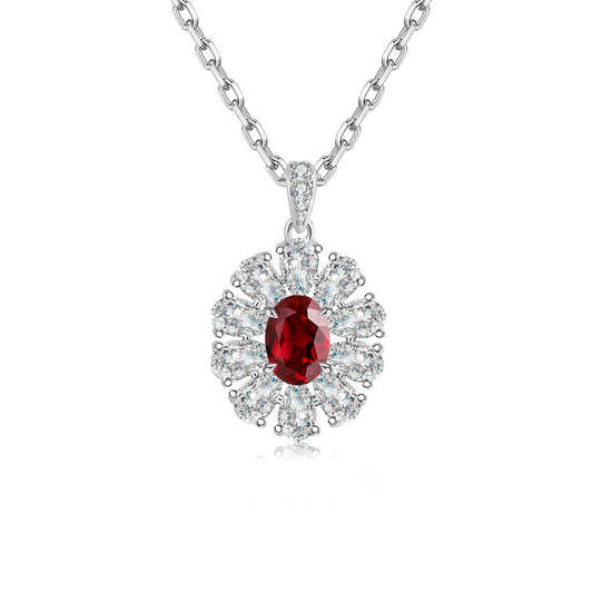 S925 Sterling Silver Lab Ruby/Sapphire/Emerald/Paraiba/Cobalt Spinel & CZ Diamond Necklace