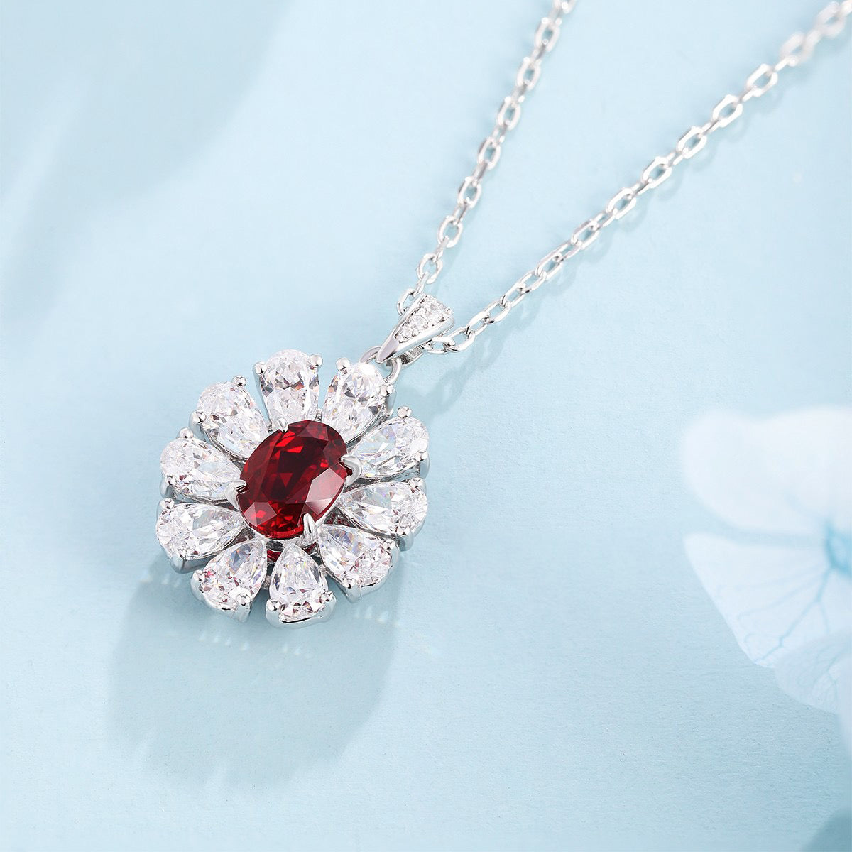 s925 sterling silver lab ruby/sapphire/emerald/paraiba/cobalt spinel & cz diamond necklace