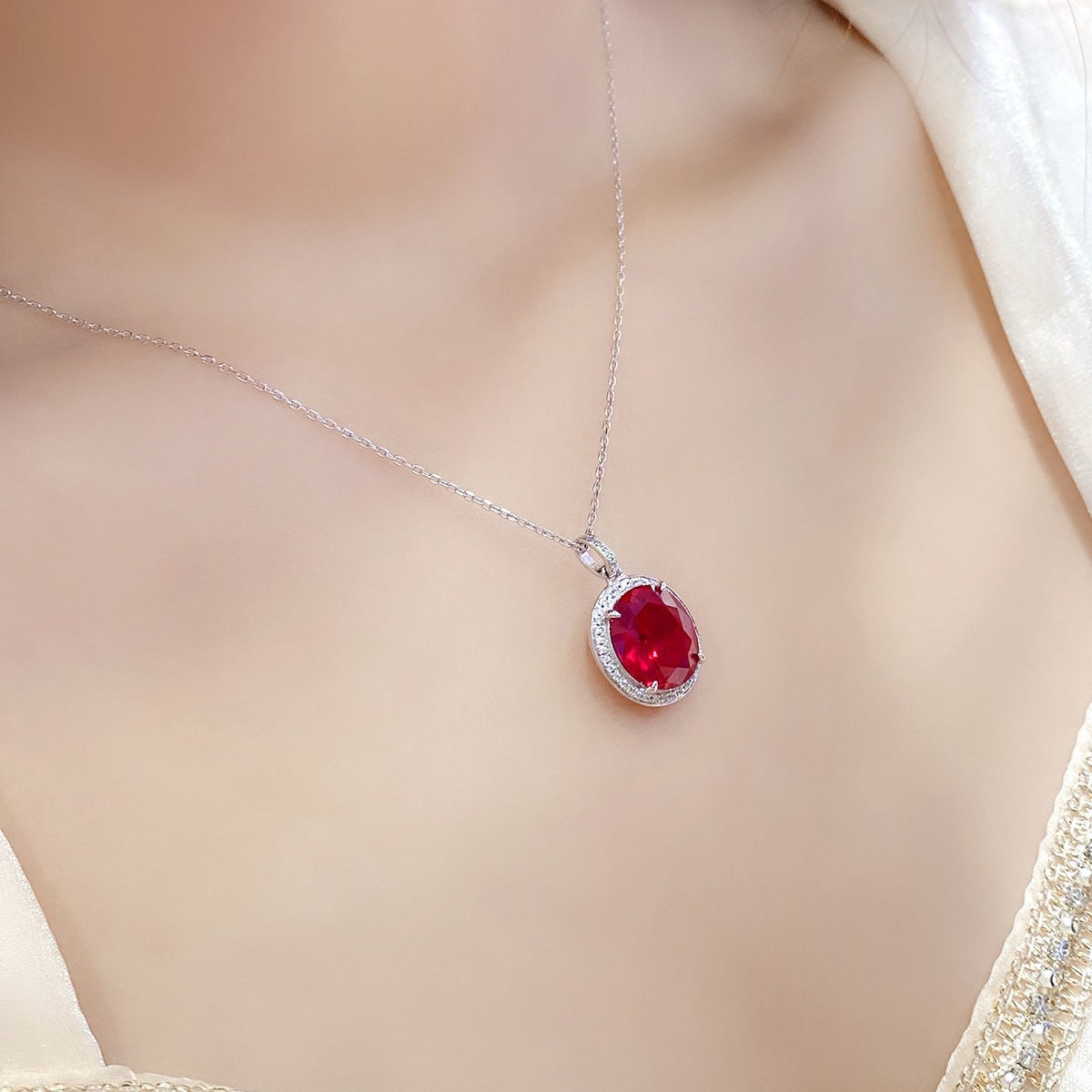 s925 sterling silver lab paraiba/ruby/sapphire/emerald/cobalt spinel & cz diamond necklace