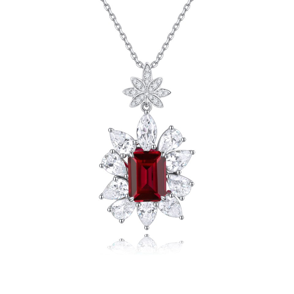 s925 sterling silver lab emerald/ruby/sapphire/pariaba/cobalt spinel & cz diamond necklace