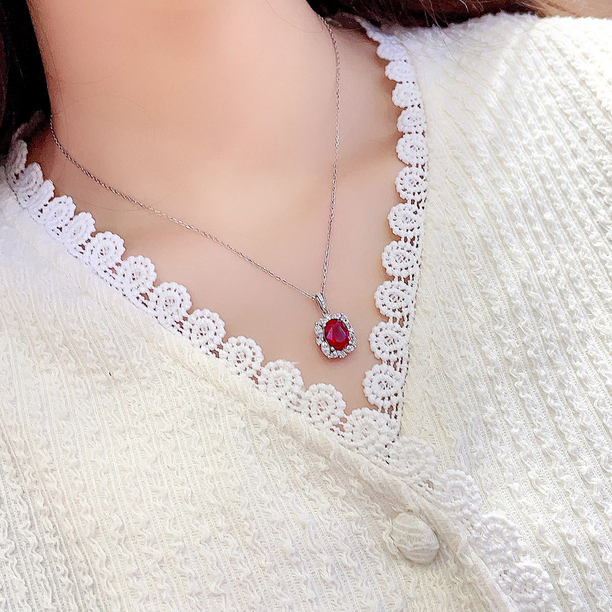 s925 sterling silver lab ruby/sapphire/emerald/paraiba/cobalt spinel & cz diamond necklace